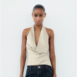 Zara - Draped Satin Effect Halter top